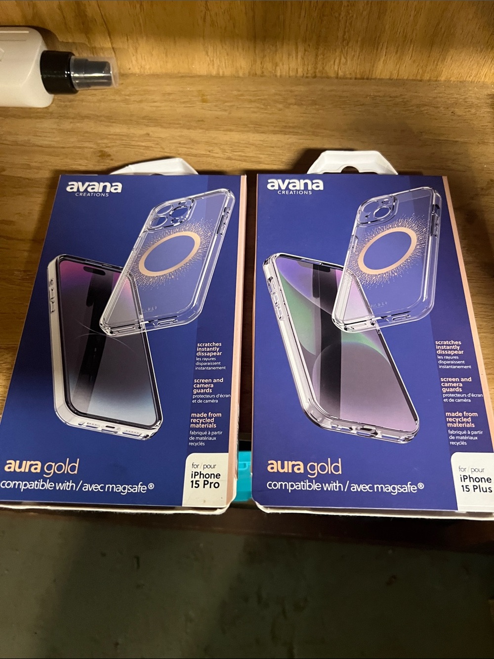 Aura Gold Clear MagSafe-Compatible iPhone 15 pro. Lot of 2